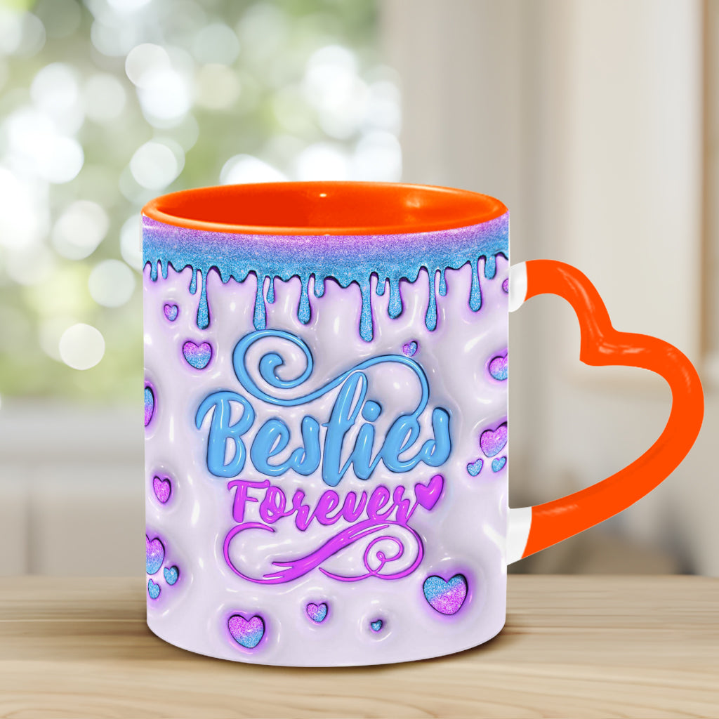 Meilleures amies pour toujours - Mug personnalisé avec anse en forme de cœur et fleur d'anniversaire - Magnifique mug pour les meilleures amies