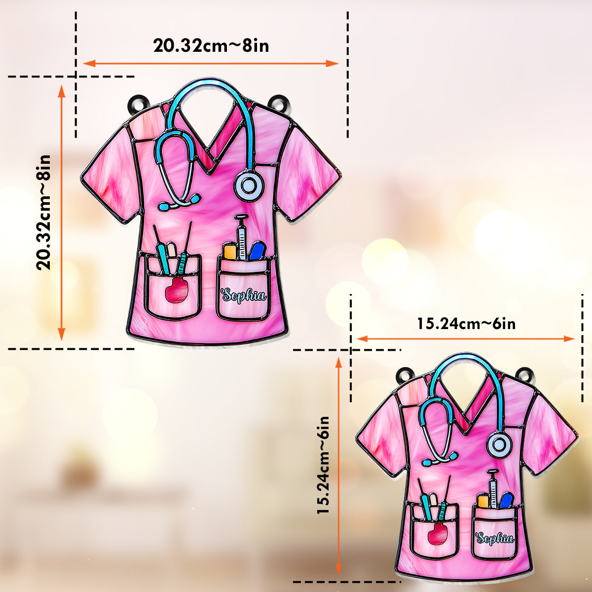 Vie d'infirmière en blouse - Ornement attrape-soleil personnalisé à suspendre à la fenêtre pour infirmière 