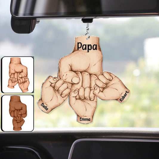 Bisous - Ornement de voiture personnalisé pour papa - Motif « Fist Bump »