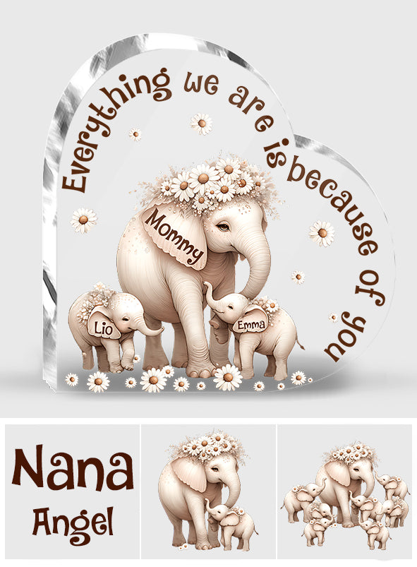 Éléphant mignon - Plaque acrylique personnalisée pour grand-mère