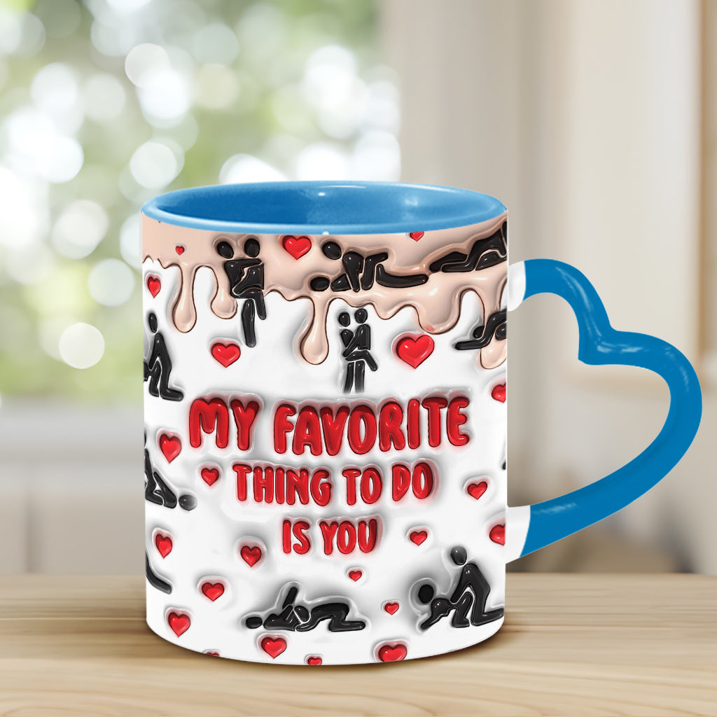 Ma chose préférée à faire, c'est toi - Mug personnalisé pour couple avec anse en forme de cœur