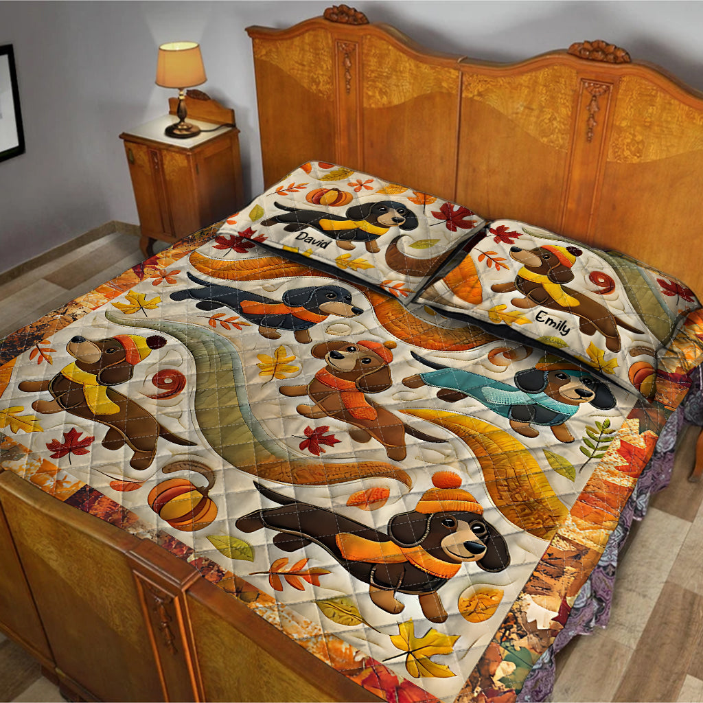 Hello Fall - Personalized Dachshund Quilt Set