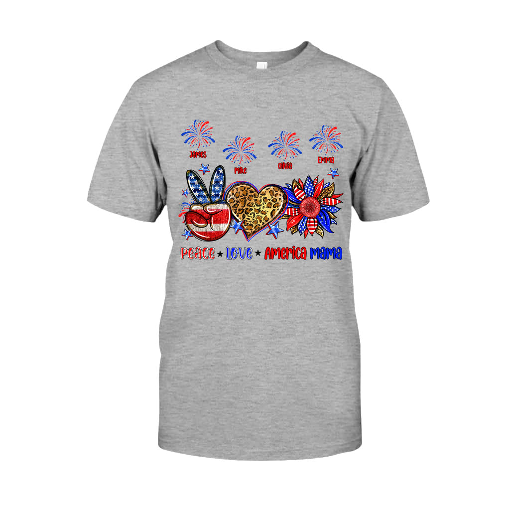 T-shirt et sweat à capuche personnalisés « Paix, Amour, Mamie Américaine, Maman » (tous titres) - Maman