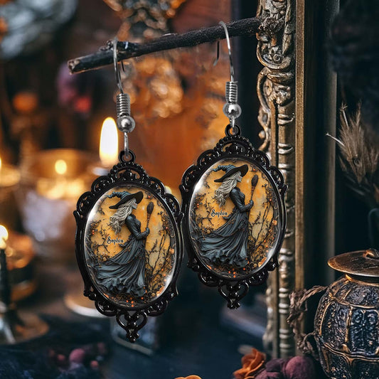 Belle sorcière - Boucles d'oreilles transparentes personnalisées - Sorcière