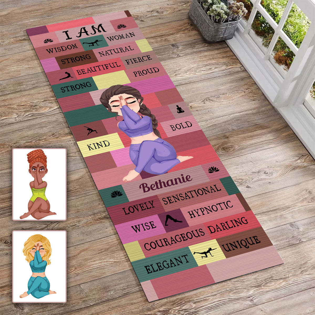 Tapis de yoga personnalisé Yoga Girl I Am Bold Pink - Tapis de yoga