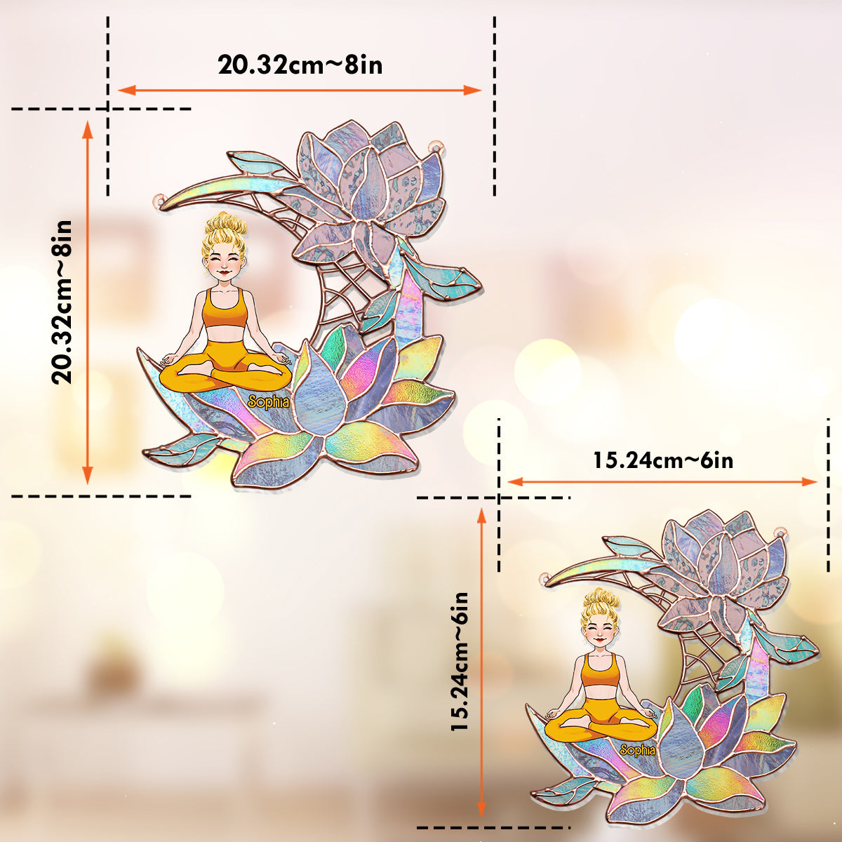 Yoga Girl On Lotus Moon - Personalized Yoga Window Hanging Suncatcher Ornament