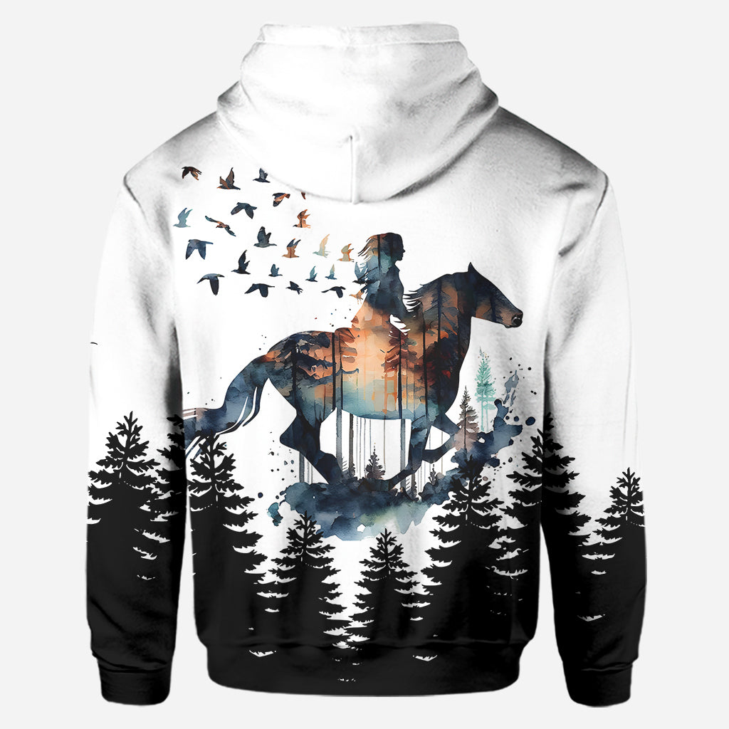 Fille à cheval - Sweat à capuche et leggings personnalisés sur le thème des chevaux