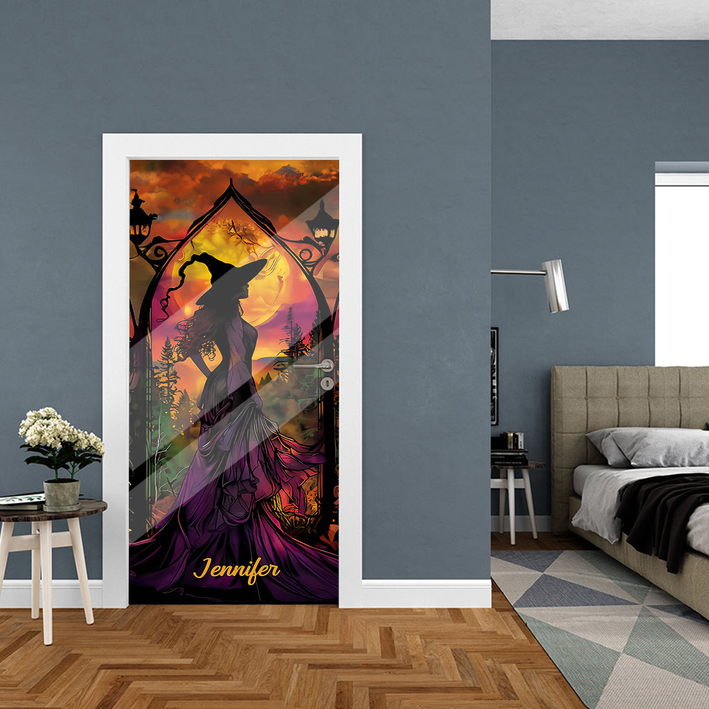 Belle sorcière - Autocollant de porte personnalisé pour sorcière