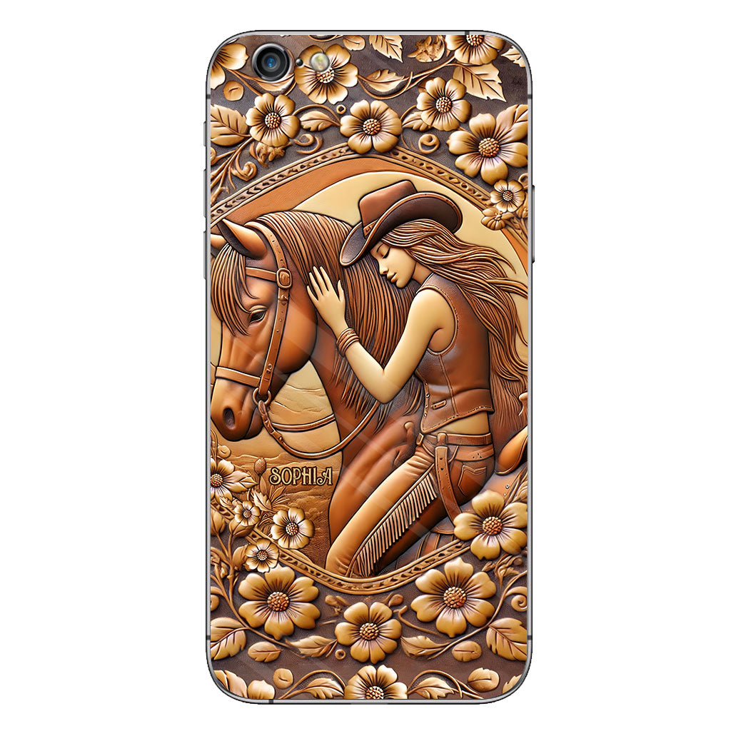 Une fille et son cheval - Coque de téléphone personnalisée à motif cheval