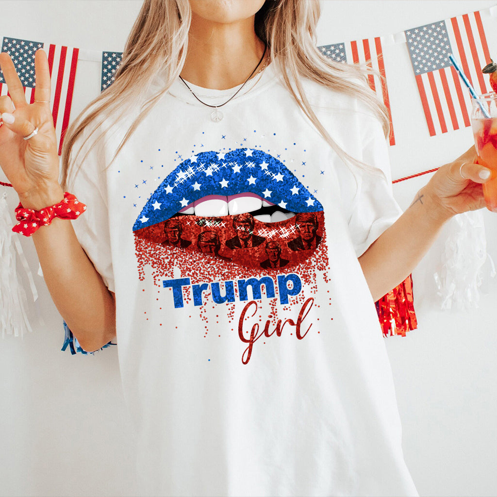 American Lips Trump Girl 2024 - T-shirt And Hoodie