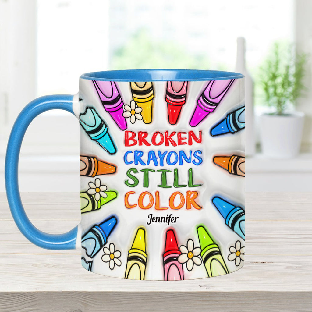 Mug personnalisé « Crayons cassés, mais toujours colorés » pour la prévention du suicide