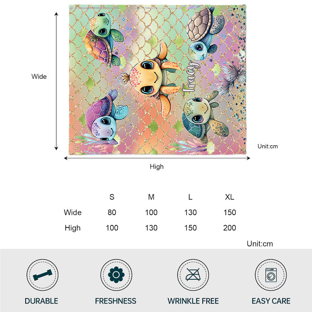 Adorables tortues - Couverture personnalisée en forme de tortue