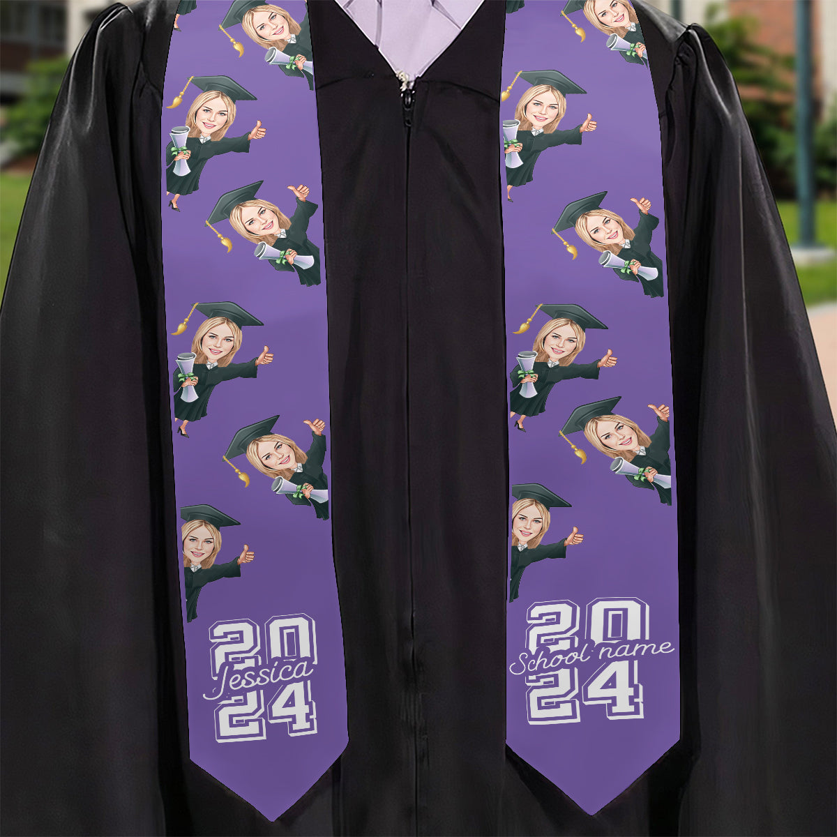 Caricature Funny Character - Personalized Graduation Graduation Stole