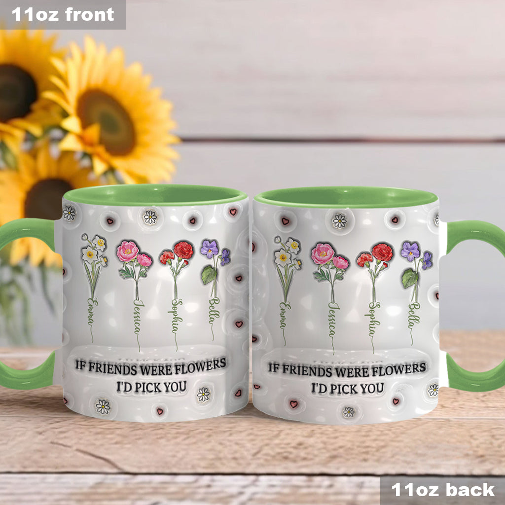 Birth Month Flowers Besties - Personalized Bestie Accent Mug
