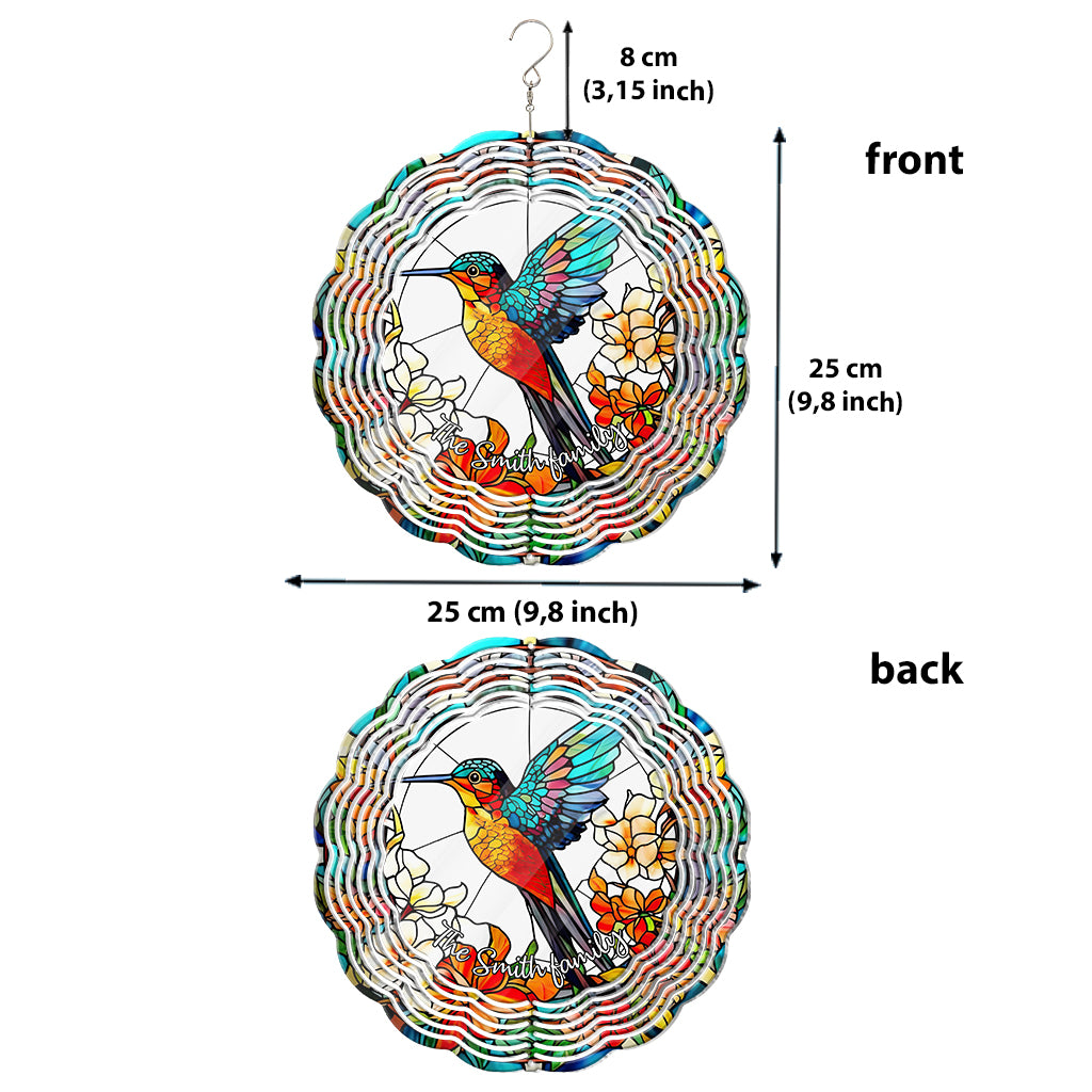 Magnifique colibri entouré de fleurs - Girouette colibri personnalisée