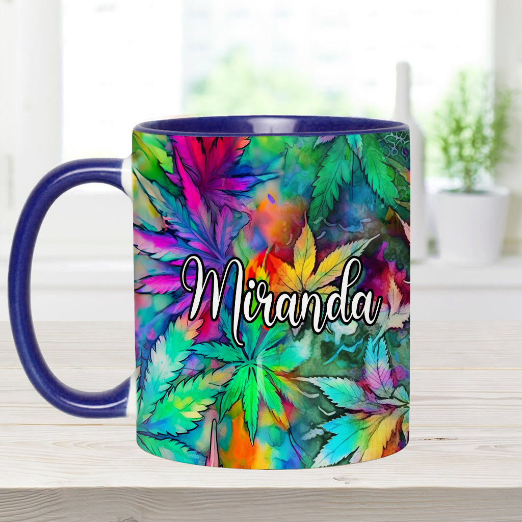 Mug personnalisé à motif feuille de cannabis psychédélique