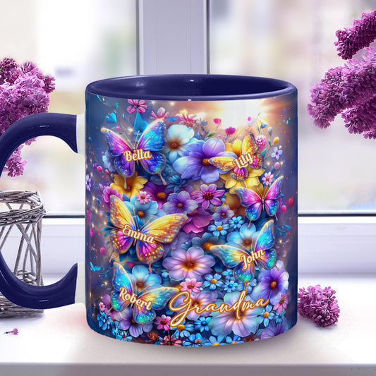 Love Being Called Grandma Colorful Butterfly - Personalized Grandma Accent Mug