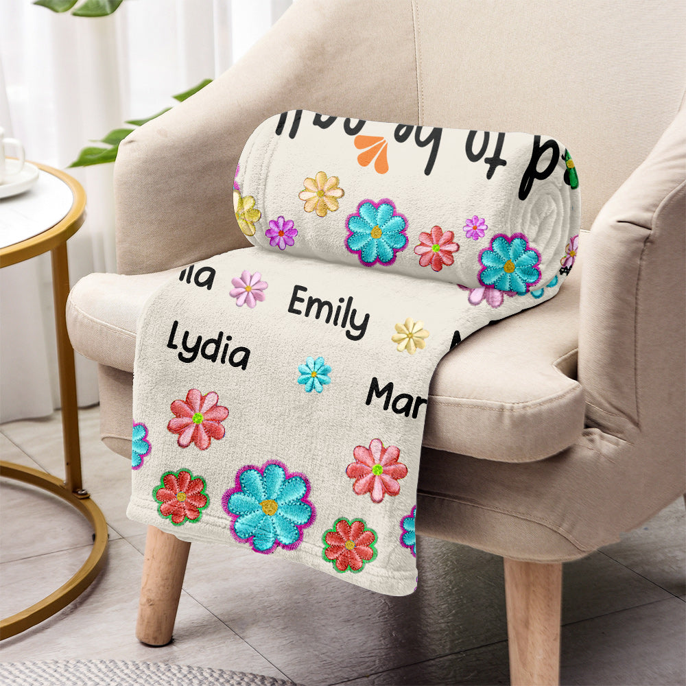 Couverture personnalisée « Bénie d'être appelée Nana » à motif floral