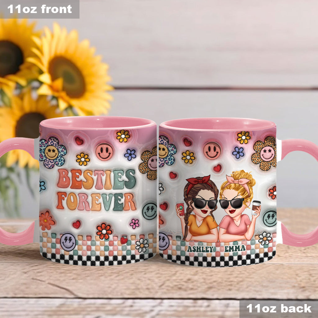 Besties Forever Floral - Personalized Bestie Accent Mug