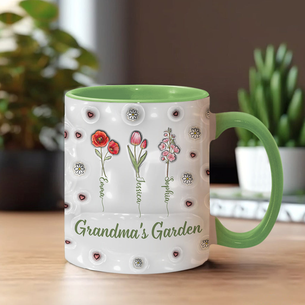 Fleurs du mois de naissance - Jardin de grand-mère - Mug personnalisé pour grand-mère