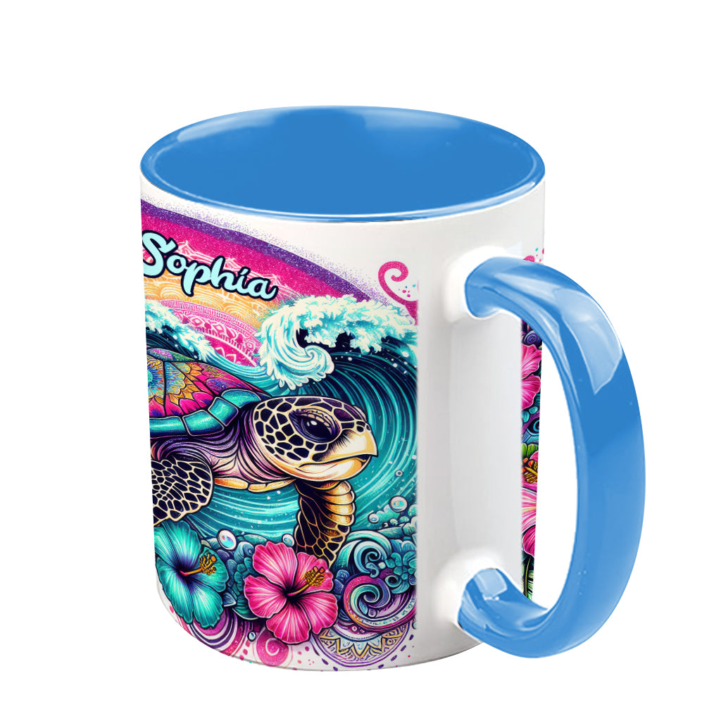 Mug personnalisé « Peace Love Turtle » avec motif tortue
