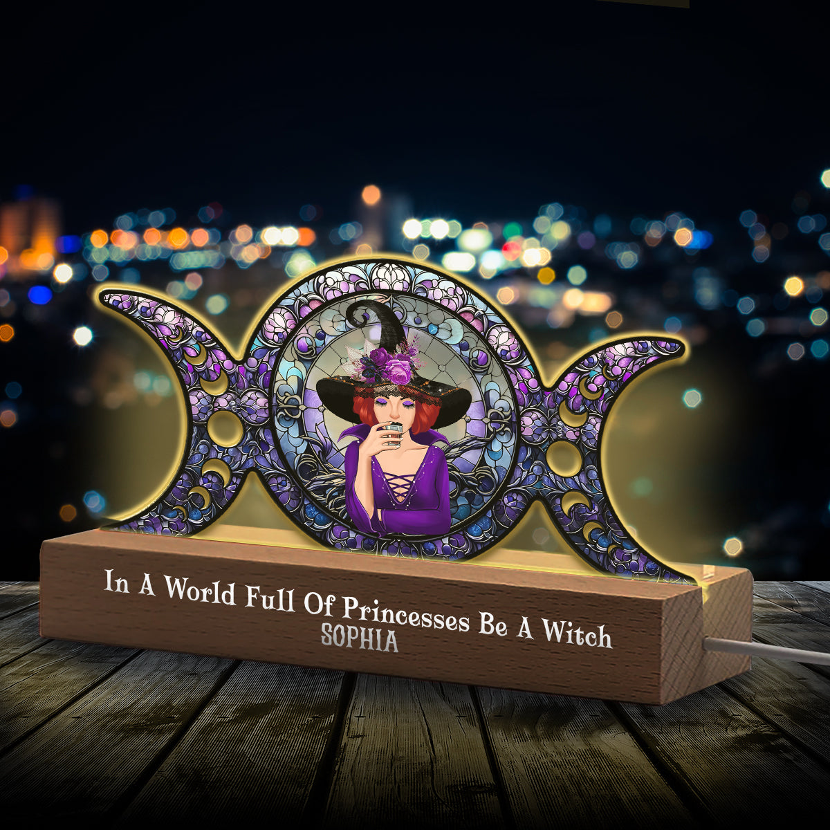 In A World Full Of Princesses Be A Witch - Personalized Witch Shaped Led Night Light