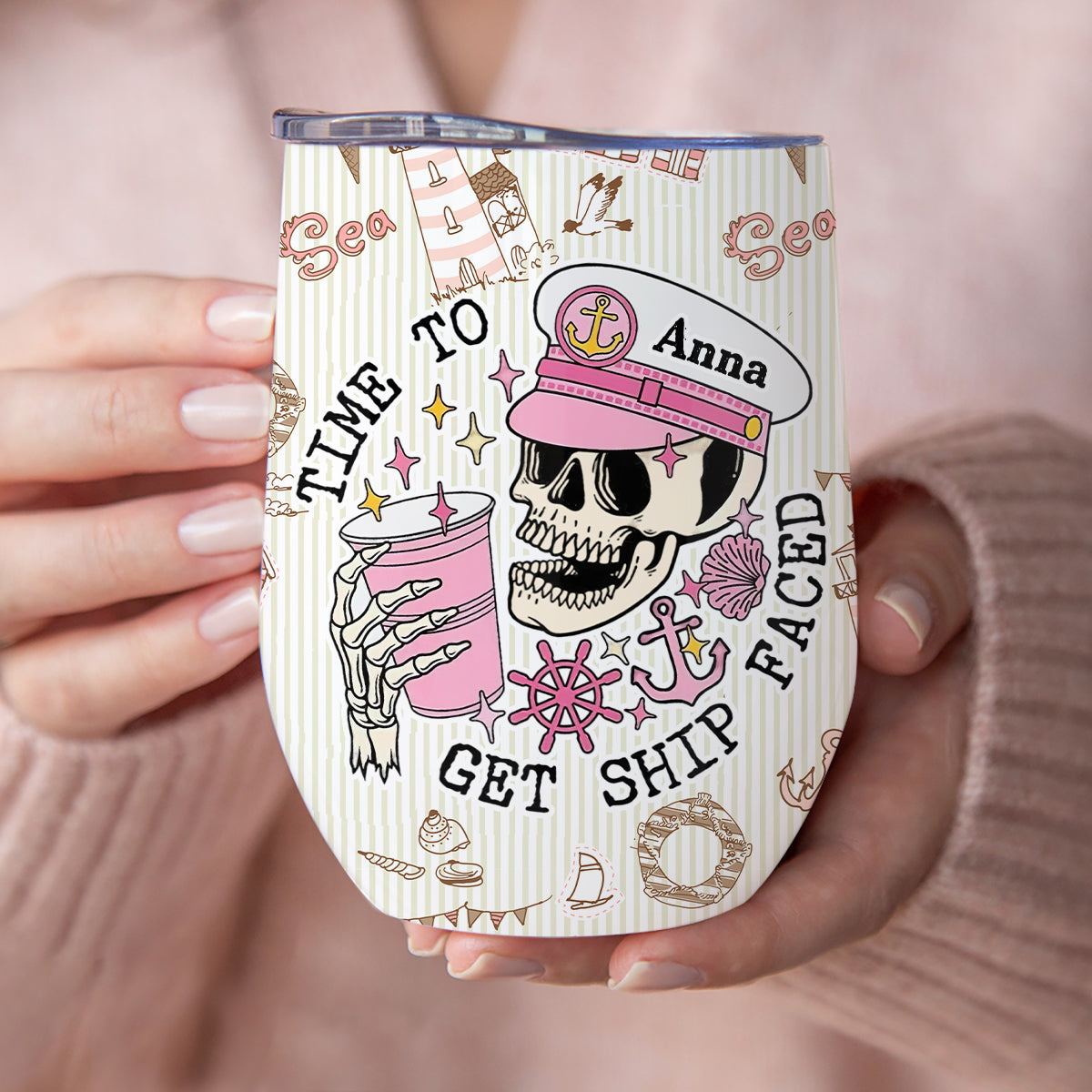 Il est temps de prendre la mer ! – Gobelet à vin de croisière personnalisé