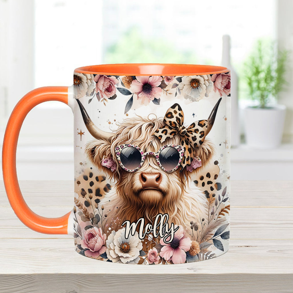 Mug personnalisé « Vache cool avec lunettes léopard »