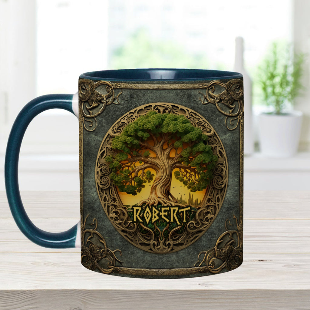 Mug personnalisé style rustique inspiré de la mythologie scandinave et de l'Arbre de Vie - Mug à accent irlandais