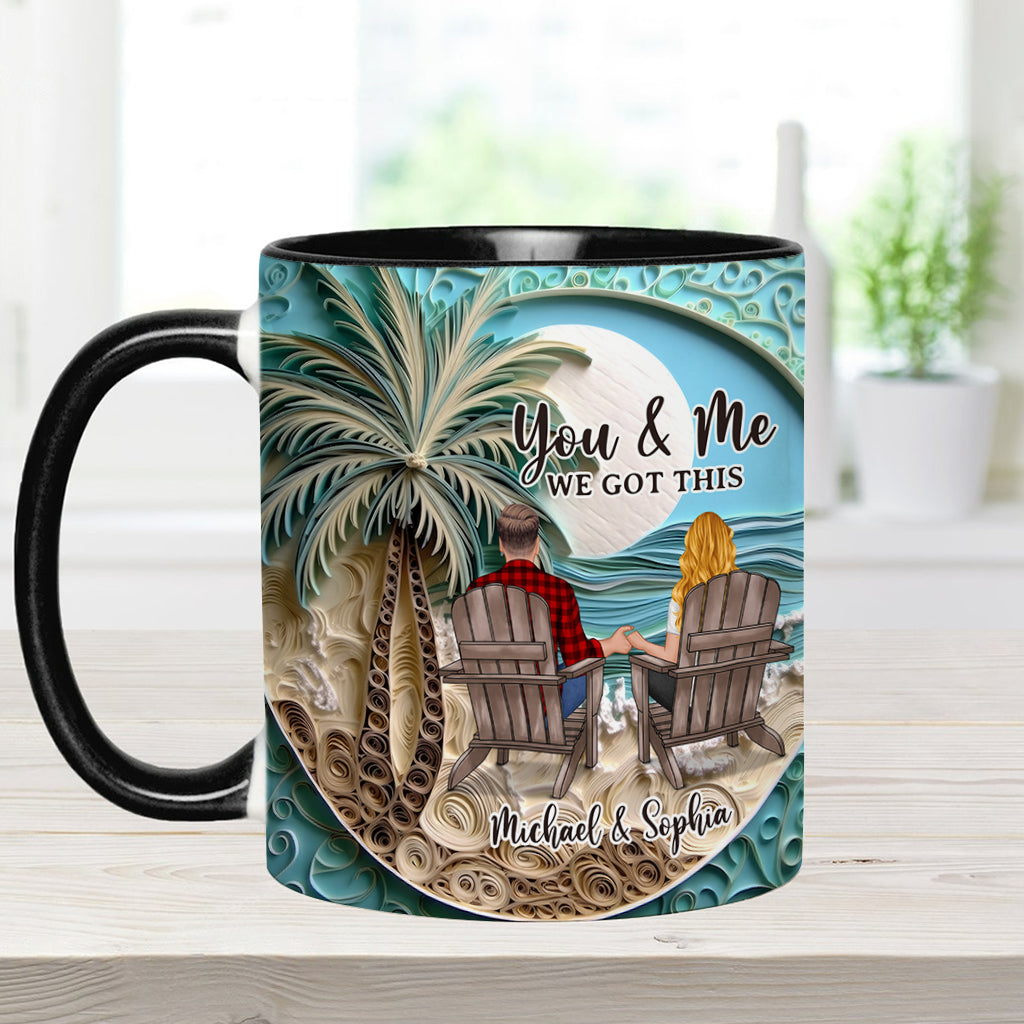 Mug personnalisé « Scène de plage » pour couple