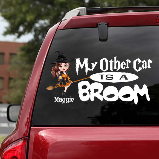 My Other Car Is A Broom - Personalized Witch Decal Full