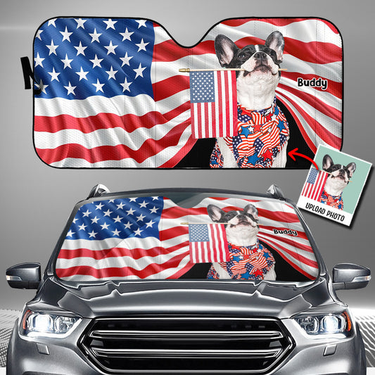 Pare-soleil de voiture personnalisé pour chien, motif rigolo du 4 juillet