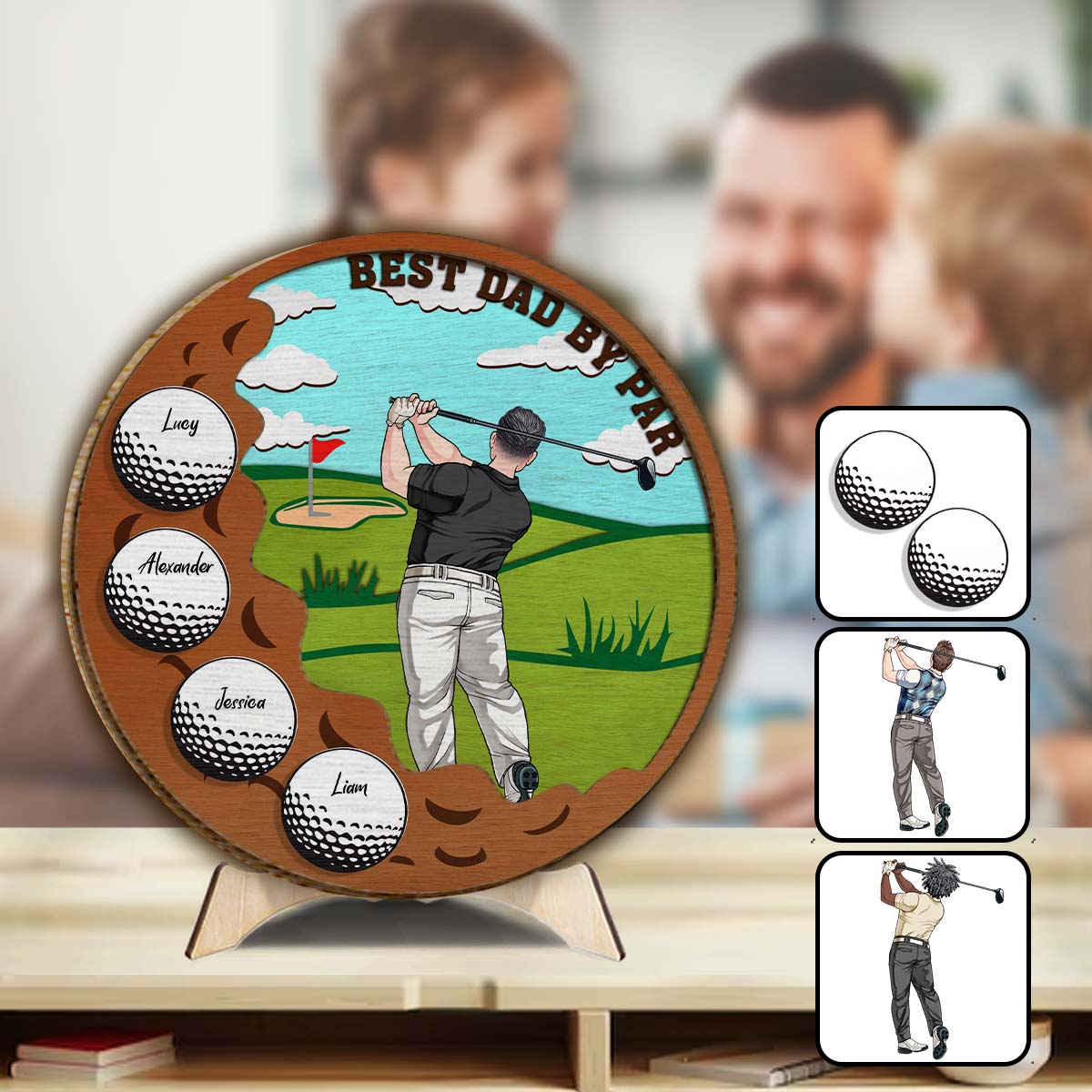 Meilleur papa par Par - Plaque en bois personnalisée à 2 couches « Papa »