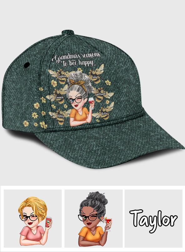 Les raisons d'être heureuse de grand-mère - Casquette classique personnalisée pour grand-mère