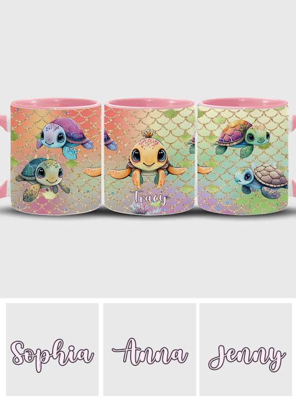 Tasse personnalisée avec motif tortues mignonnes