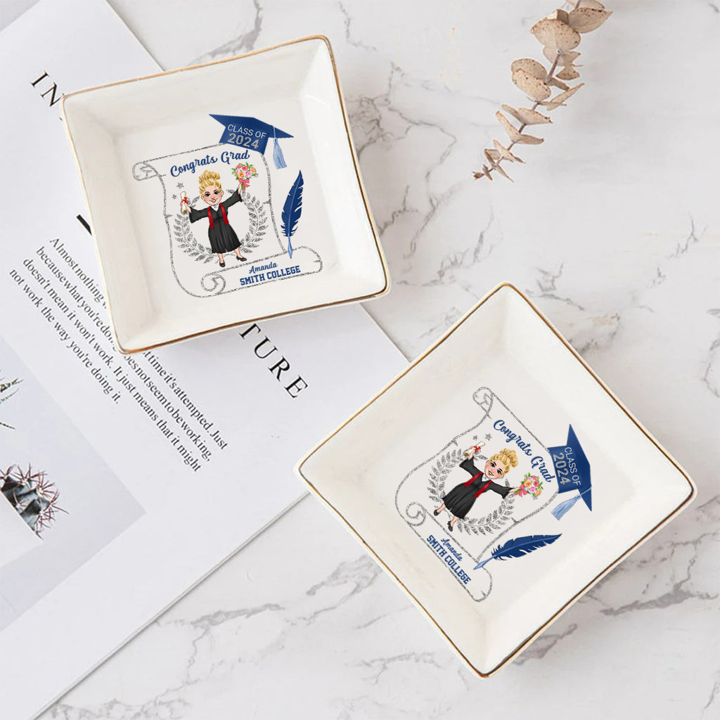 Class of 2024 Graduation Gift for Daughter Granddaughter - Personalized Graduation Jewelry Dish