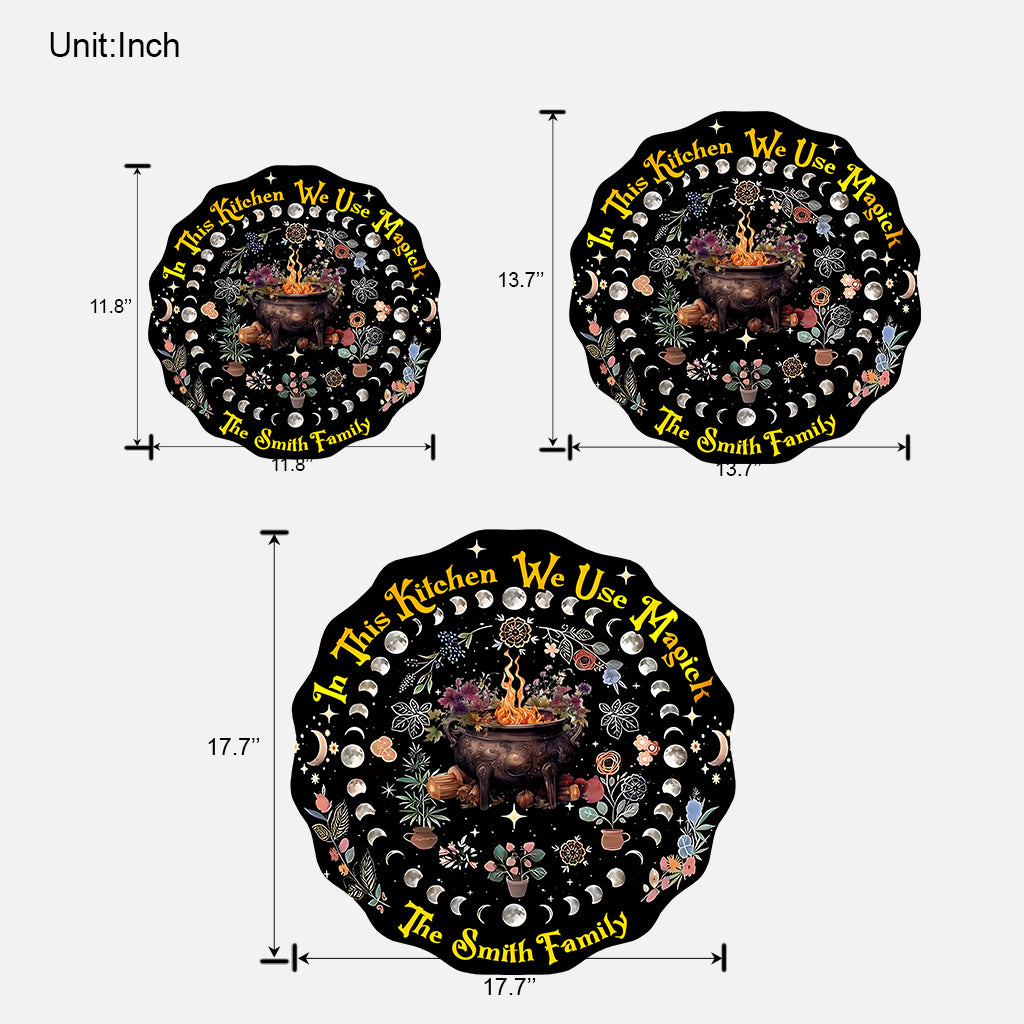 In This Kitchen We Use Magick - Personalized Witch Custom Shaped Wood Sign