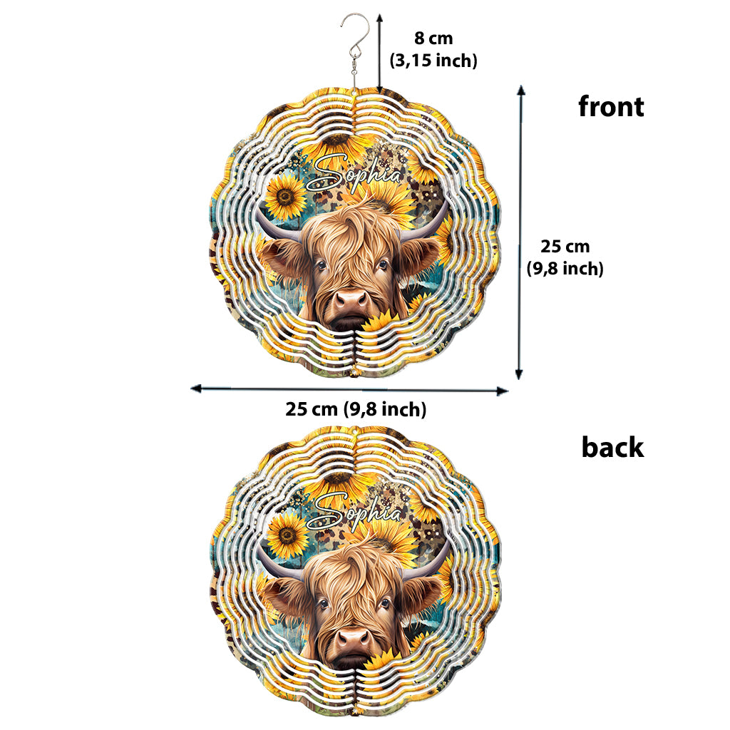 Vache des Highlands parmi les tournesols - Girouette personnalisée