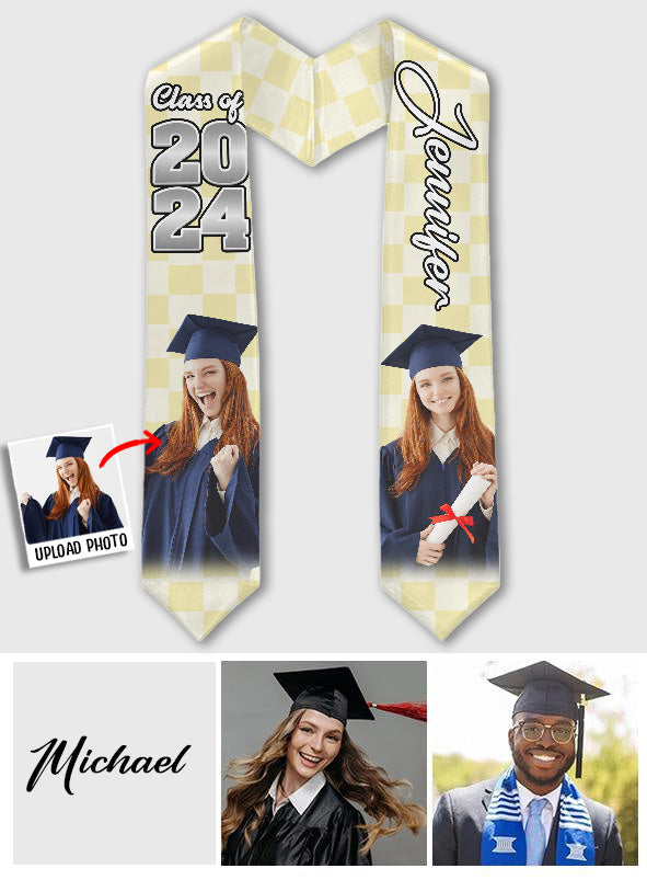 Écharpe de remise de diplôme personnalisée avec photo - Étole de remise de diplôme personnalisée