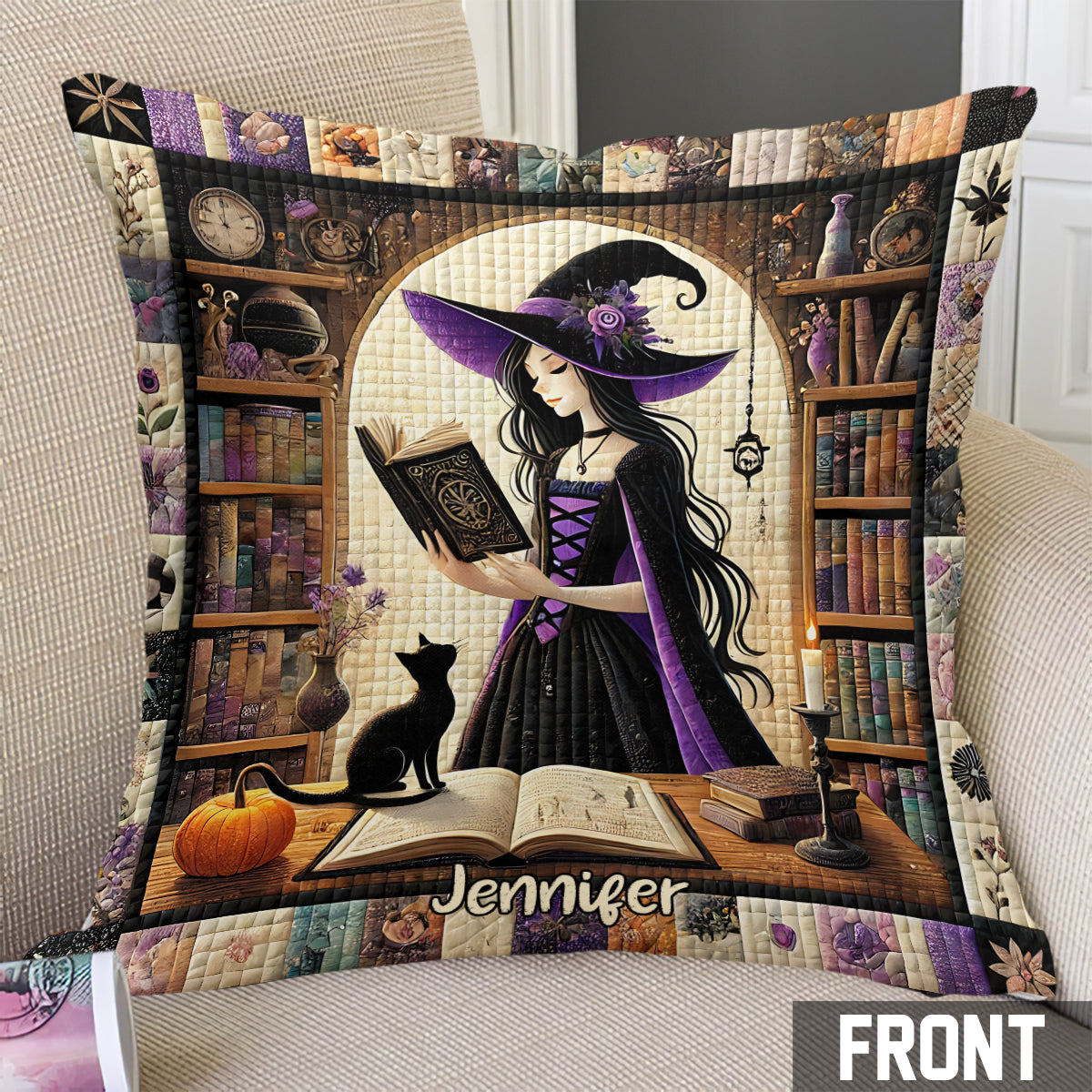 Belle Sorcière - Coussin décoratif personnalisé Sorcière