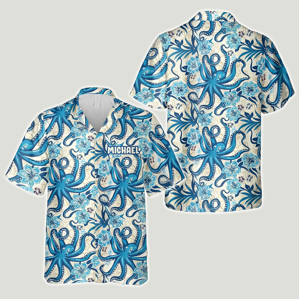 Chemise hawaïenne personnalisée « Poulpe cool » - Amoureux de la mer