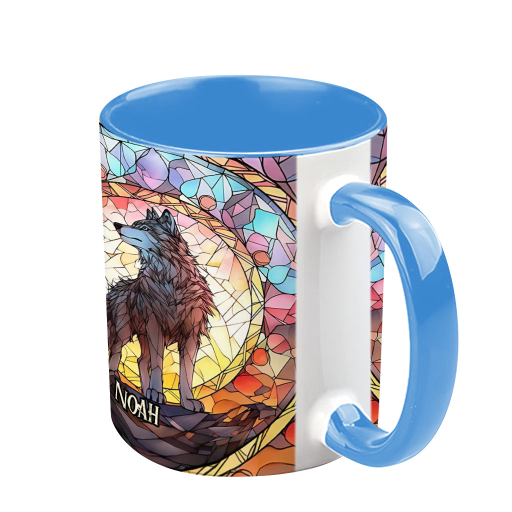 Mug personnalisé « Esprit féroce » avec motif loup