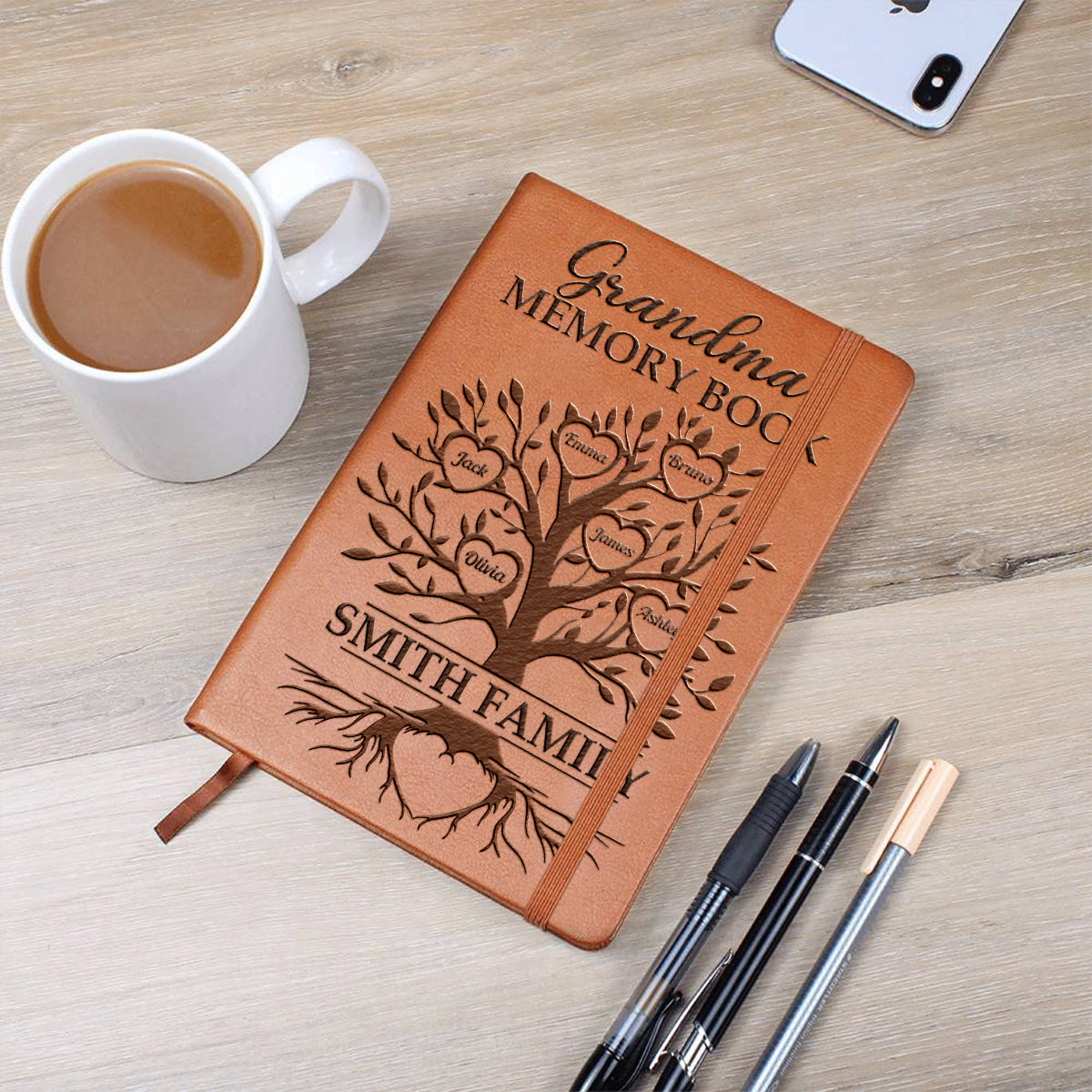 Grand-mère/Grand-père/Abuela... Livre de souvenirs - Journal en cuir personnalisé pour grand-mère