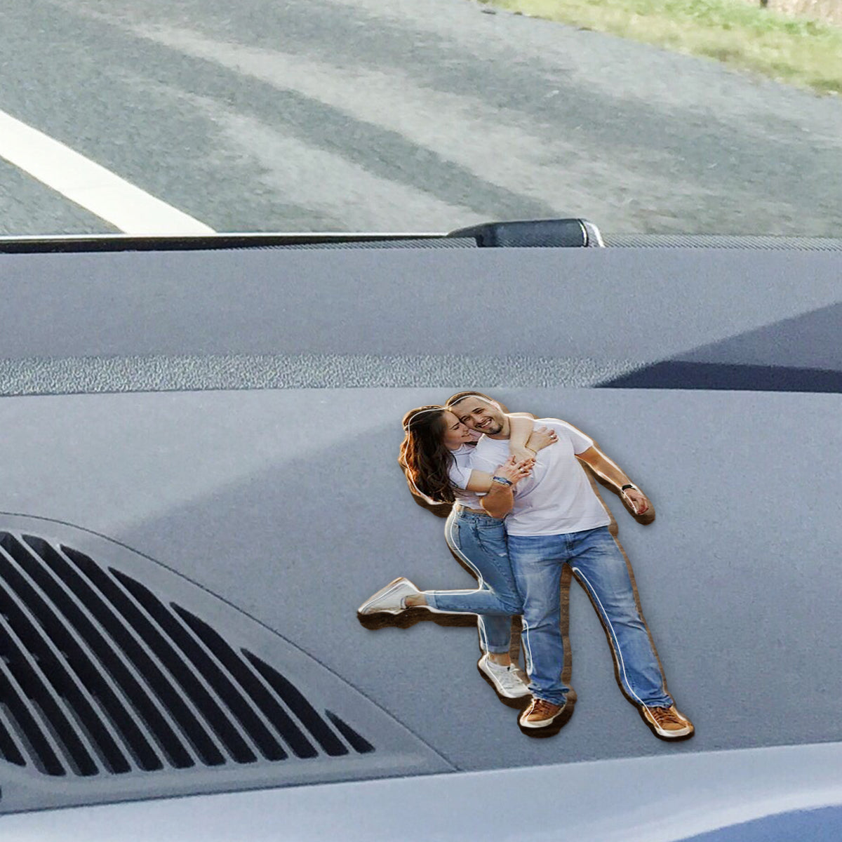 Je t'aime jusqu'à la lune et retour - Clip de pare-soleil de voiture personnalisé pour couple