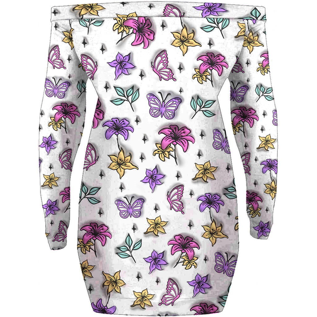 Fais des bêtises et découvre - Robe à manches longues et épaules dénudées personnalisée avec tête de mort