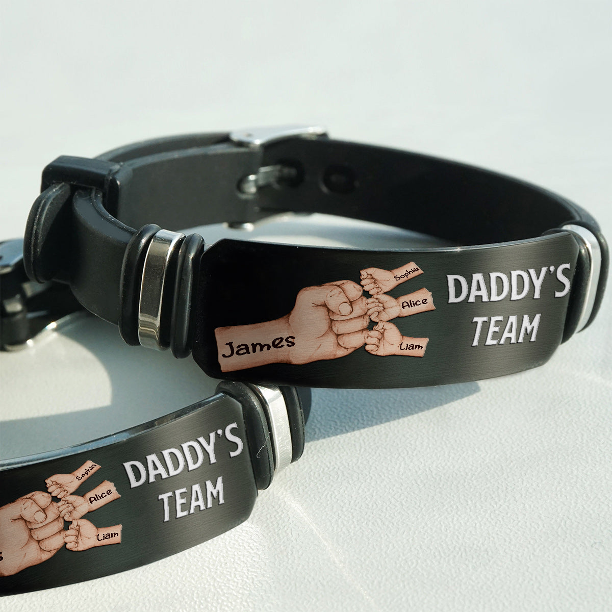 Bracelet personnalisé gravé « L'équipe de papa »