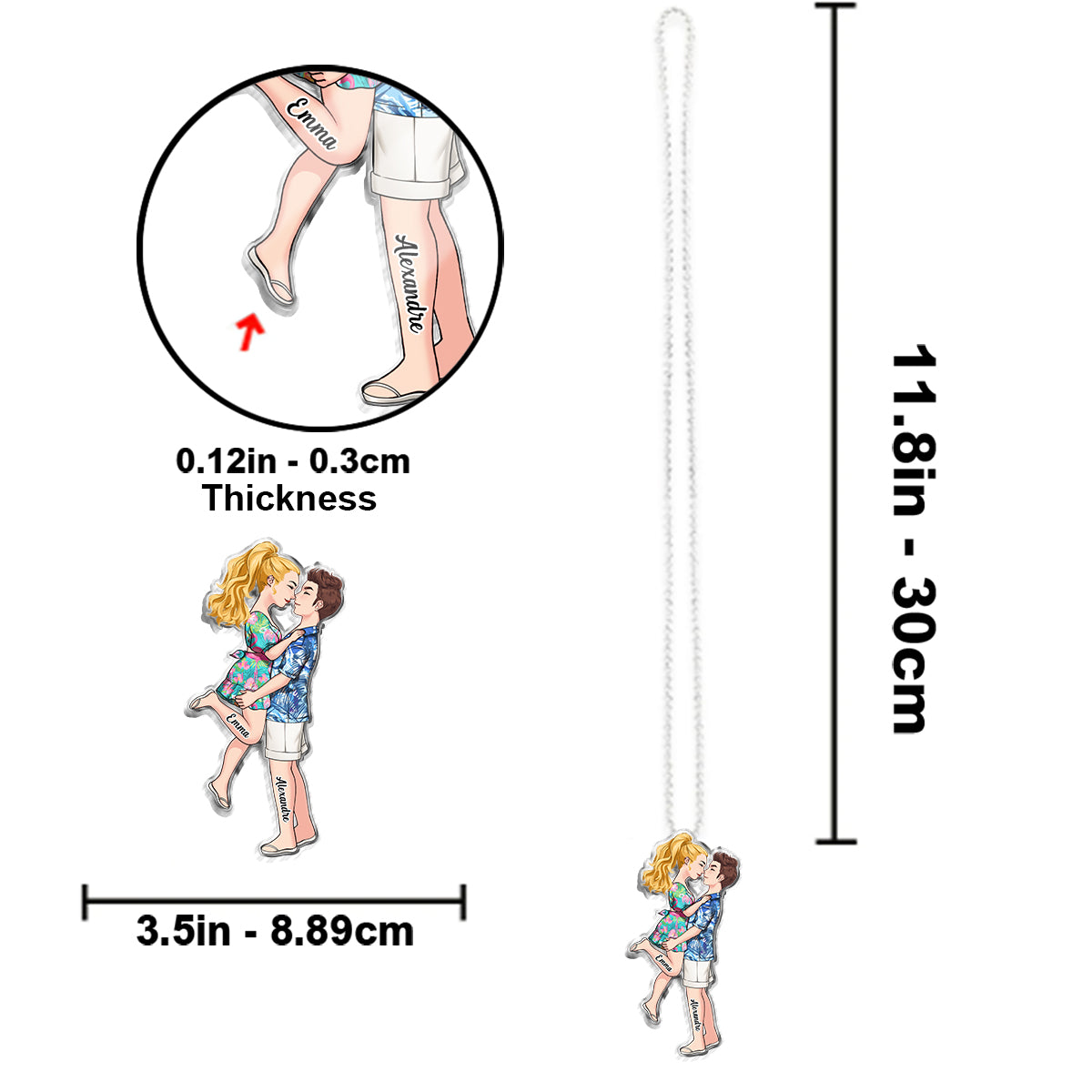 Conduis prudemment, je t'aime - Ornement de voiture personnalisé pour couple.