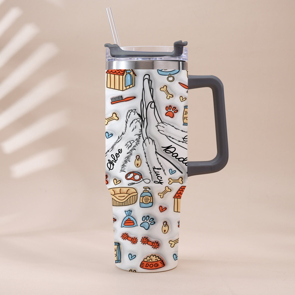 Meilleur papa de chien au monde - Gobelet isotherme personnalisé avec poignée