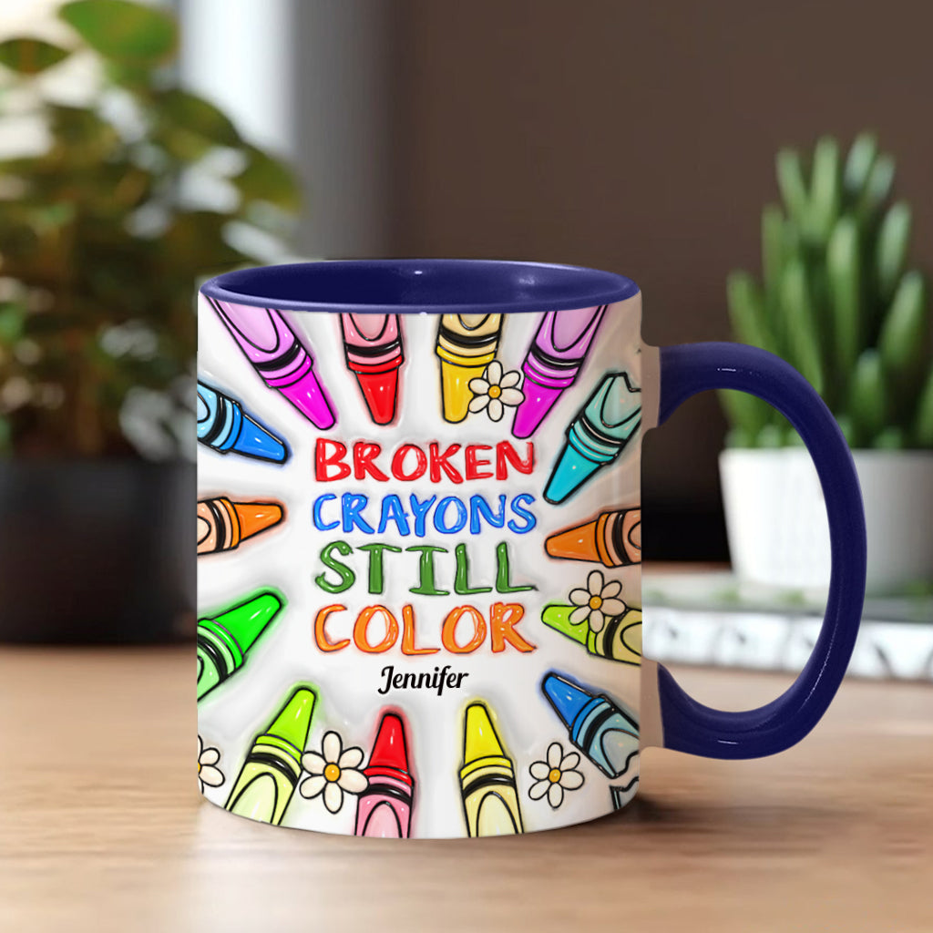 Mug personnalisé « Crayons cassés, mais toujours colorés » pour la prévention du suicide