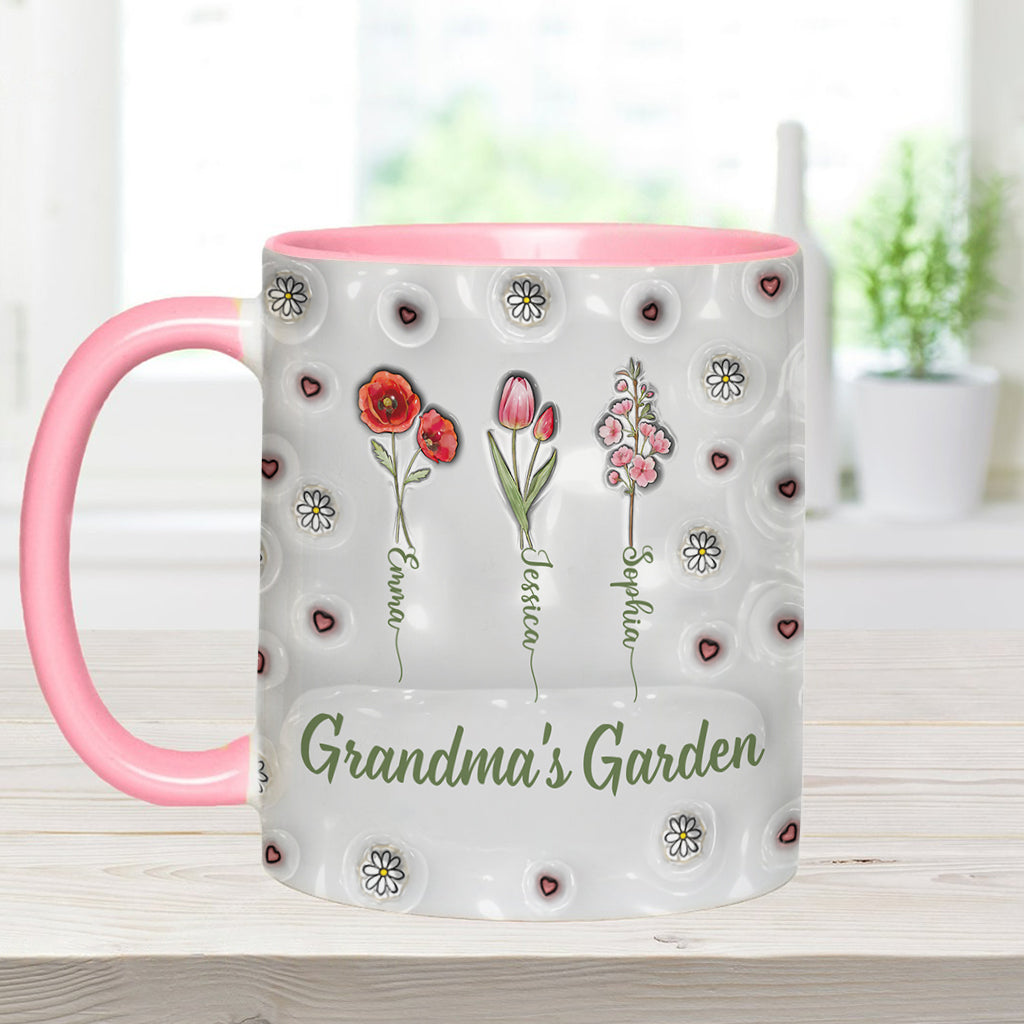 Fleurs du mois de naissance - Jardin de grand-mère - Mug personnalisé pour grand-mère